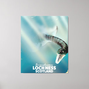 Loch Ness Schotland monster vintage reisposter Canvas Afdruk