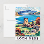 Loch Ness, Schotland, vintage-reis Briefkaart (Voorkant / Achterkant)
