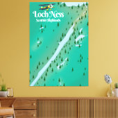 Loch Ness Schotse Hooglanden reis kaart Canvas Afdruk (Insitu (Woonkamer))