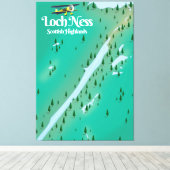 Loch Ness Schotse Hooglanden reis kaart Canvas Afdruk (Insitu (Houten vloer))