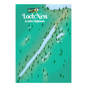 Loch Ness Schotse Hooglanden reis kaart Foto Afdruk