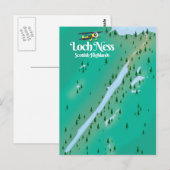 Loch Ness Schotse Hooglanden reisplattegrond Briefkaart (Voorkant / Achterkant)
