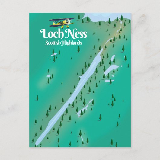 Loch Ness Schotse Hooglanden reisplattegrond Briefkaart (Voorkant)