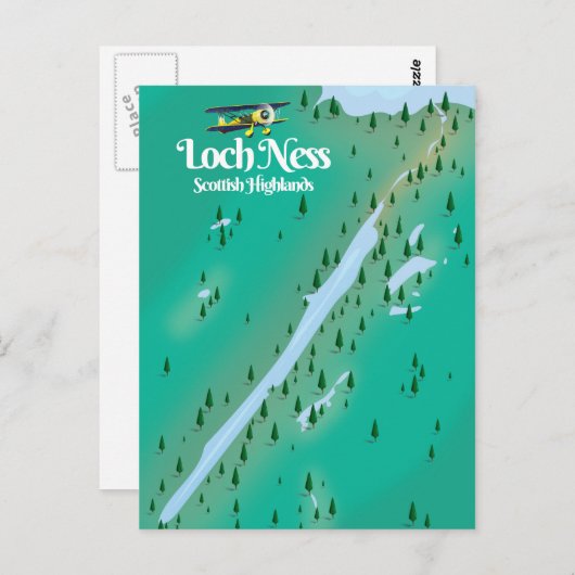 Loch Ness Scottish Highlands reiskaart Briefkaart (Voorkant / Achterkant)