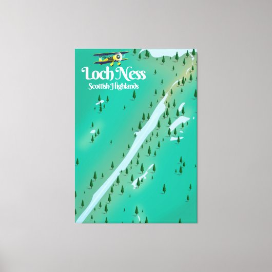 Loch Ness Scottish Highlands reiskaart Canvas Afdruk (Voorkant)