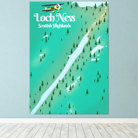 Loch Ness Scottish Highlands reiskaart Canvas Afdruk (Insitu (Houten vloer))