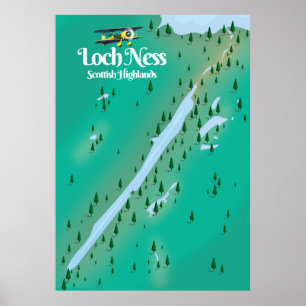 Loch Ness Scottish Highlands reiskaart Poster