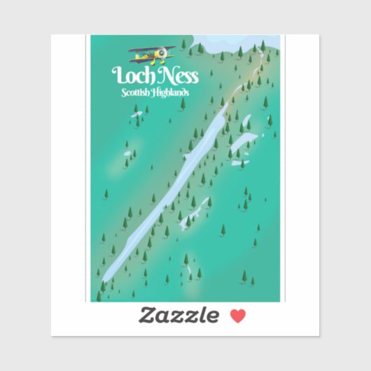 Loch Ness Scottish Highlands reiskaart Sticker (Vel)