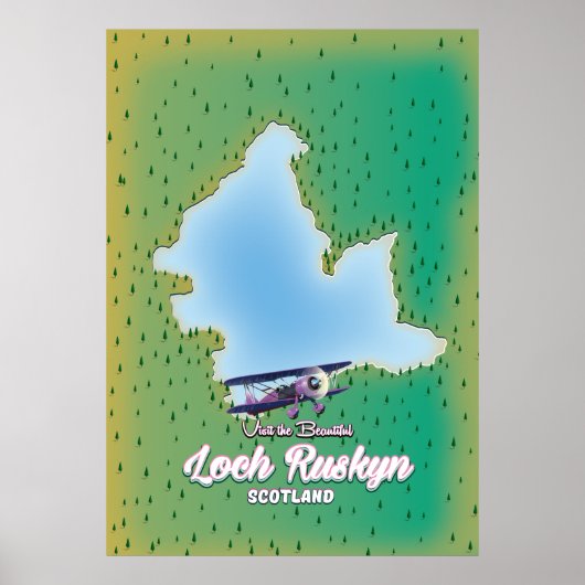 Loch Ruskyn Scotland-kaart Poster (Voorkant)