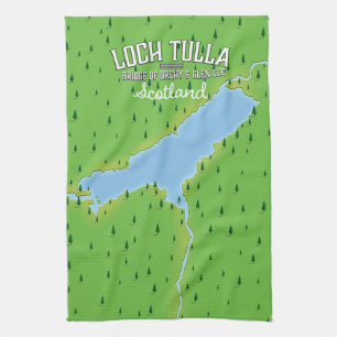 Loch Tulla Scotland Travel poster Map Theedoek