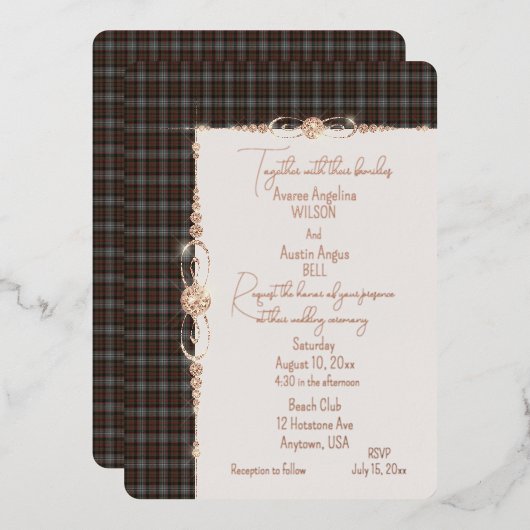 Lochaber Tartan Plaid Folie Uitnodiging (Voorkant / Achterkant)