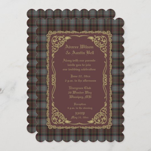 Lochaber Tartan Pset Wedding Kaart (Voorkant / Achterkant)