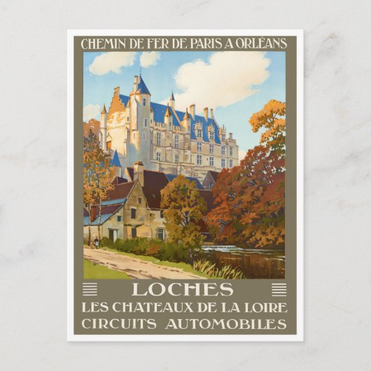 Loches France vintage Briefkaart (Voorkant)