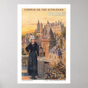 Loches Touraine Frankrijk Vintage Reisposter Poster