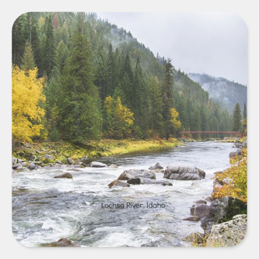 Lochsa River, Idaho, schilderachtig foto Vierkante Sticker (Voorkant)