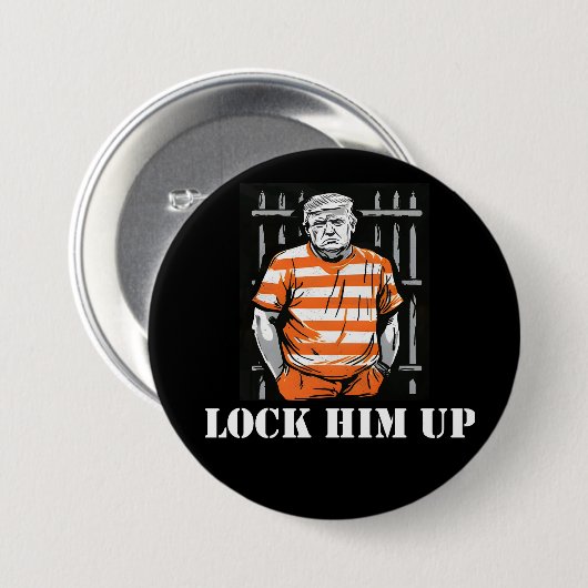 lock him up ronde button 7,6 cm (Voorkant /achterkant)