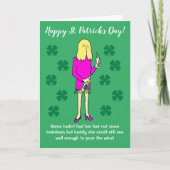Lockdown Woman Drink Wijn St Patricks Day Card Kaart (Voorkant)