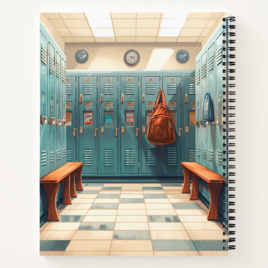 Locker kamer banken retro dambord vloer notitieboek (Achterkant)