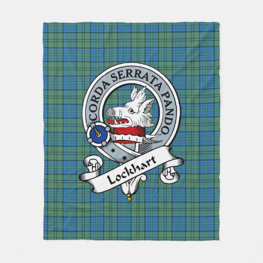 Lockhart Ancient Clan Badge Tartan Pset Fleece Deken (Voorkant)