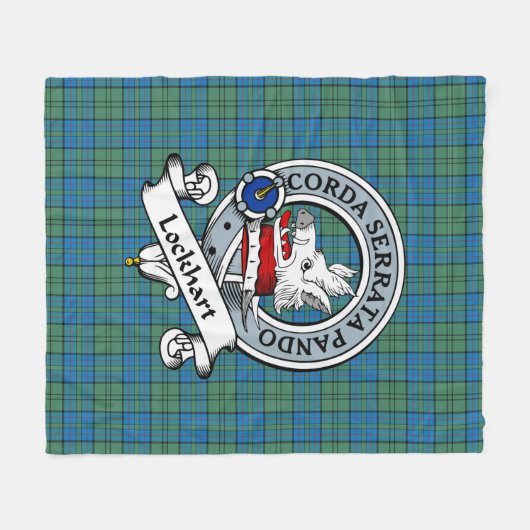 Lockhart Ancient Clan Badge Tartan Pset Fleece Deken (Voorkant (Horizontaal))