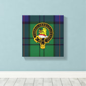 Lockhart Scottish Crest en Tartan Canvas print (Insitu (Houten vloer))