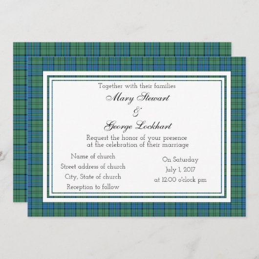Lockhart Scottish Wedding Invitation Kaart (Voorkant / Achterkant)