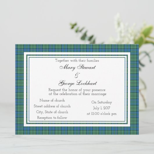 Lockhart Scottish Wedding Invitation Kaart (Staand voorkant)
