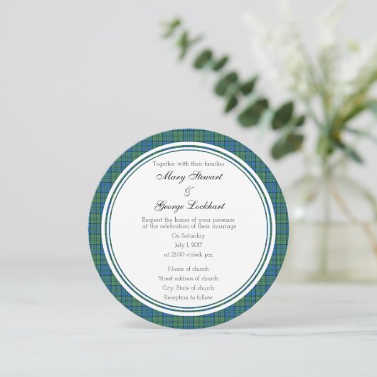 Lockhart Scottish Wedding Round Invitation Kaart (Staand voorkant)