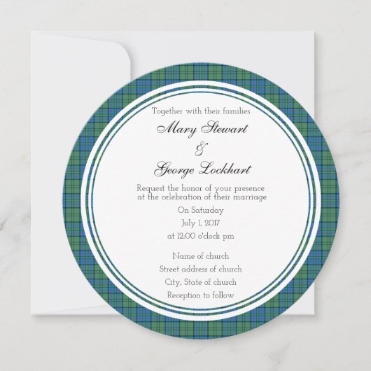 Lockhart Scottish Wedding Round Invitation Kaart (Voorkant)