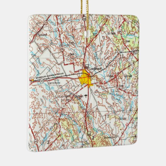 Lockhart TX Topo Map Keramisch Ornament (Rechts)