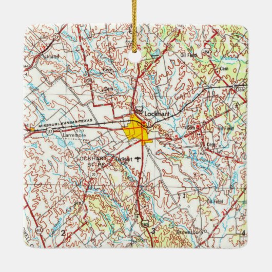 Lockhart TX Topo Map Keramisch Ornament (Achterkant)