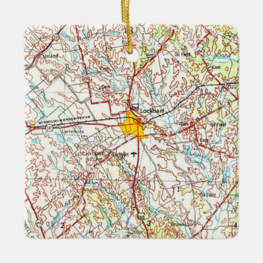 Lockhart TX Topo Map Keramisch Ornament (Voorkant)