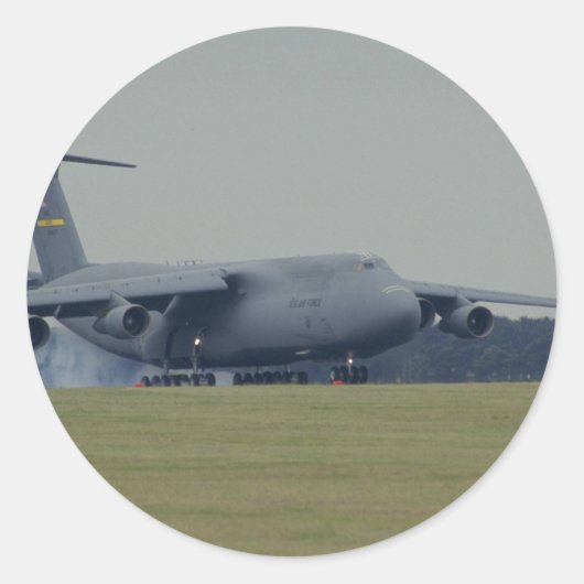 Lockheed C-5B Galaxy, landing Ronde Sticker (Voorkant)