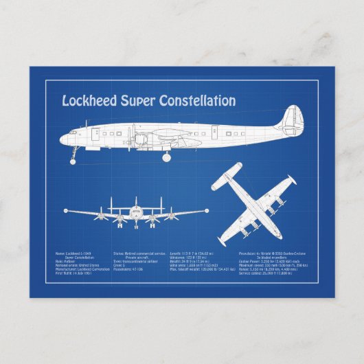 Lockheed L-1049 Super Constellation - Plannen ABD Briefkaart (Voorkant)