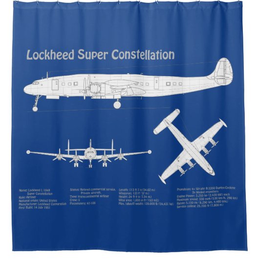 Lockheed L-1049 Super Constellation - Plannen ABD Douchegordijn (Voorkant)