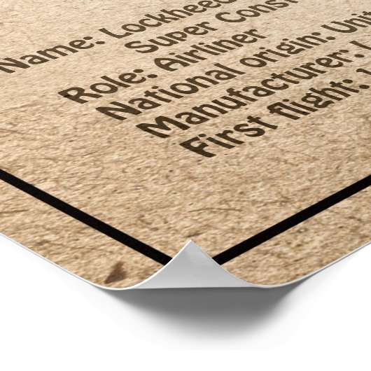 Lockheed L-1049 Super Constellation - Plannen SD Poster (Hoek)