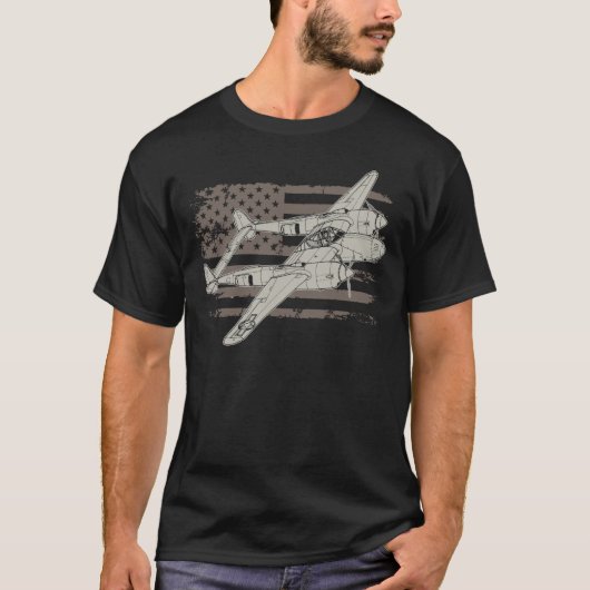 Lockheed P-38 American Fighter Plane T-shirt (Voorkant)