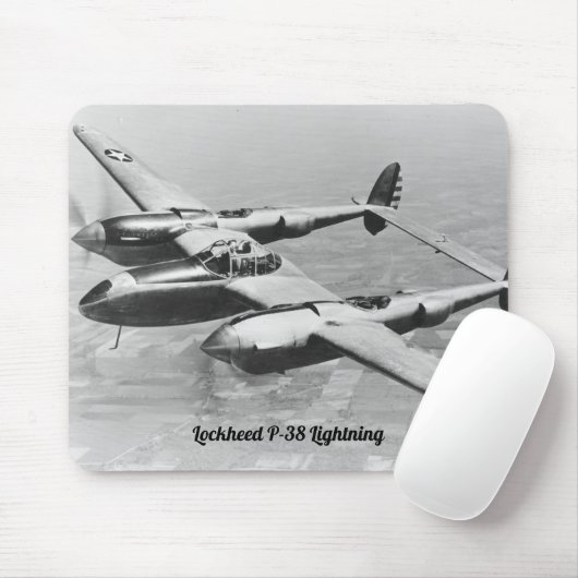 Lockheed P-38 Lightning aircraft fotograaf Muismat (Met muis)