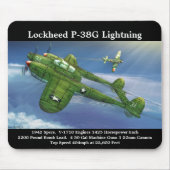 Lockheed P-38G Lightning-vliegtuig Muismat (Voorkant)