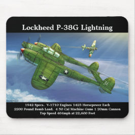 Lockheed P-38G Lightning-vliegtuig Muismat