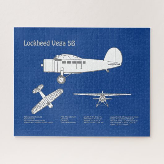 Lockheed Vega 5B - Vliegtuigplannen ABD Legpuzzel (Horizontaal)
