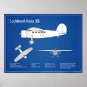 Lockheed Vega 5B - Vliegtuigplannen ABD Poster (Voorkant)
