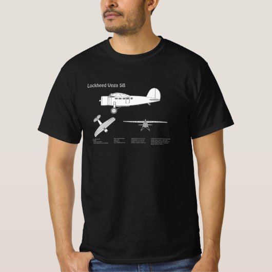 Lockheed Vega 5B - Vliegtuigplannen ABD T-shirt (Voorkant)