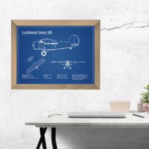 Lockheed Vega 5B - Vliegtuigplannen AD Foto Afdruk