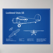 Lockheed Vega 5B - Vliegtuigplannen AD Poster (Voorkant)