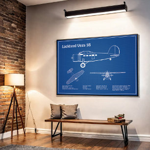 Lockheed Vega 5B - Vliegtuigplannen AD Poster