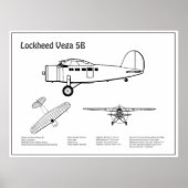 Lockheed Vega 5B - Vliegtuigplannen BD Poster (Voorkant)