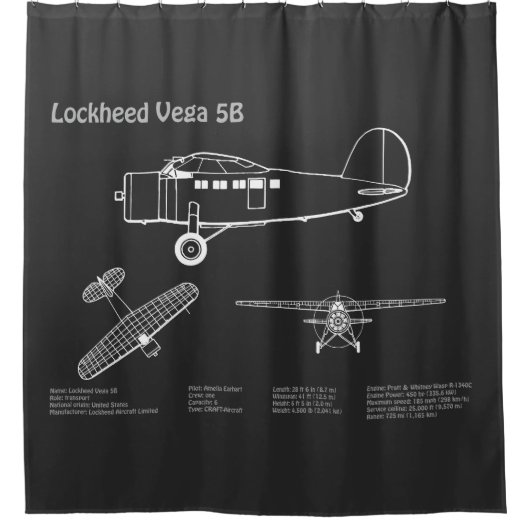 Lockheed Vega 5B - Vliegtuigplannen PD Douchegordijn (Voorkant)