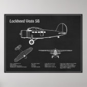 Lockheed Vega 5B - Vliegtuigplannen PD Poster (Voorkant)