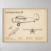 Lockheed Vega 5B - Vliegtuigplannen SD Poster (Voorkant)